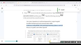 WORD   GO! 2A   Objective 1 Create a Table for a Resume