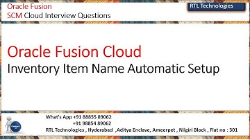 Oracle Fusion Inventory Item Name Automatic Generation setup | Item number generation | Placement