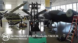 Mosquito Propeller Removal
FHCAM is hard at work in the maintenance department and this week mechanics took off the propellers of the mosquito for scheduled maintenance. Mosquito Propeller Removal