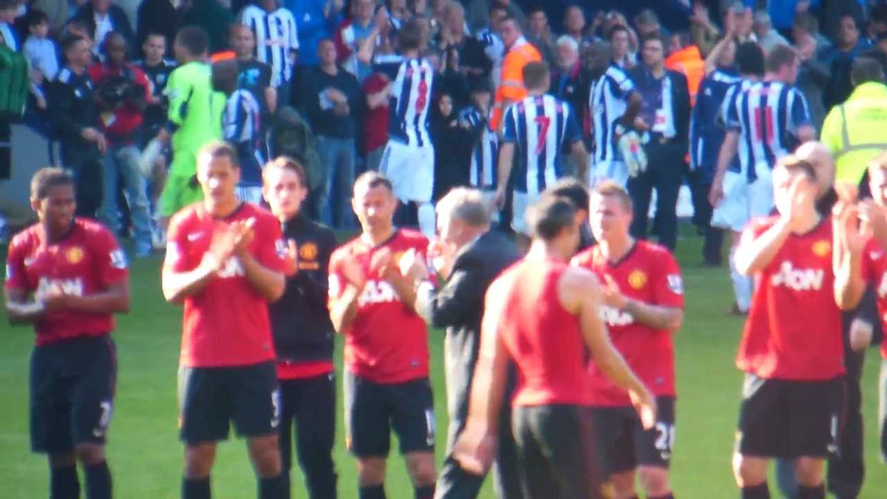 Utd players thank Away Fans West Brom v Manchester United 19 May