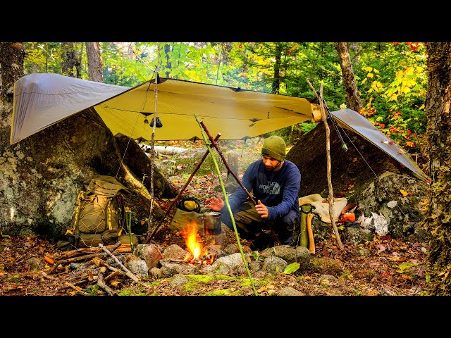 Bushcraft Tarp Camping Solo Overnighter - YouTube