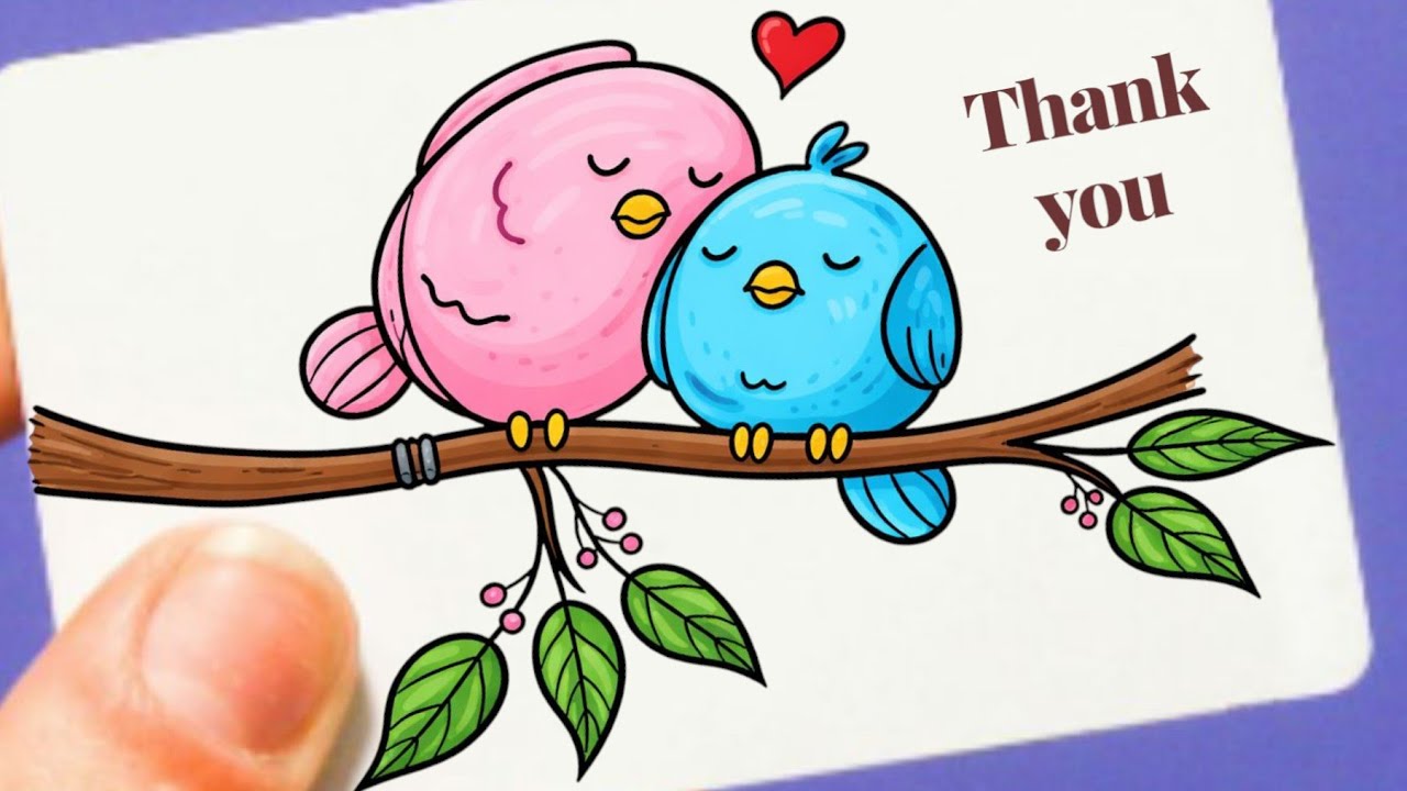 Easy Love Birds Drawing for Kids | Cute Bird Drawing Step by Step