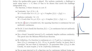 Math 23a. Week 7, Video 3: Continuity vs. Uniform Continuity (7.3)