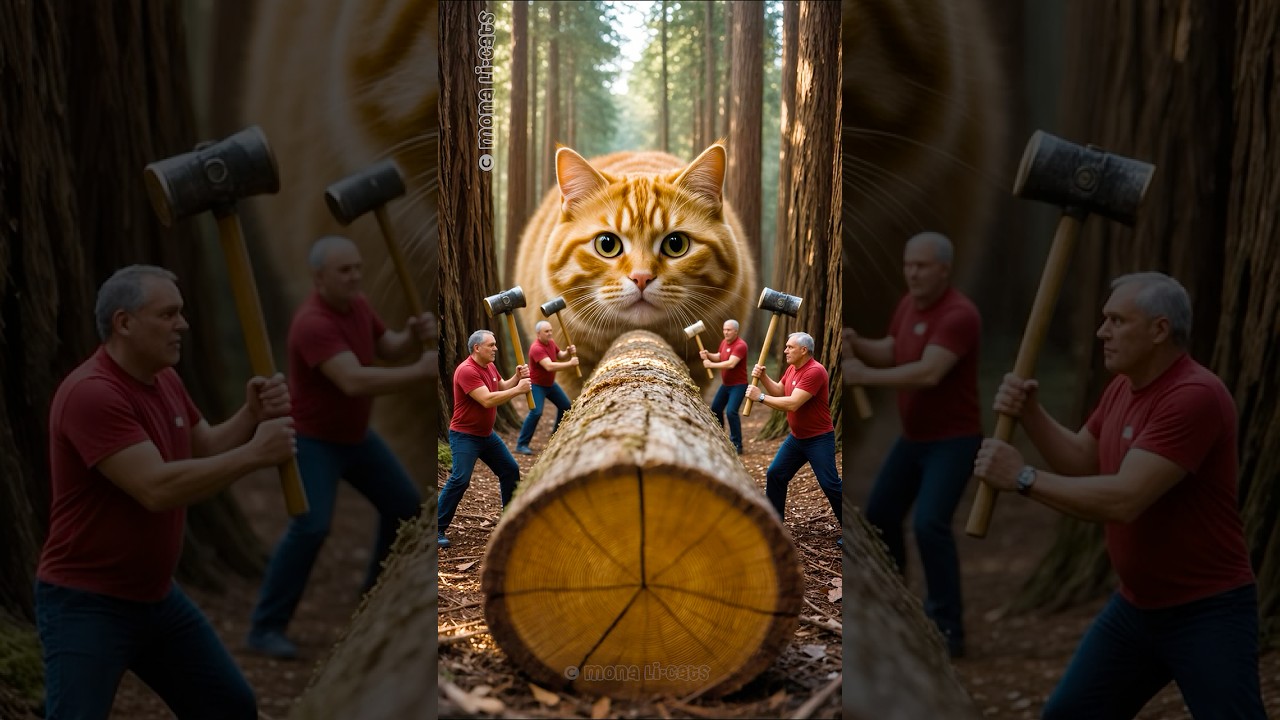 rescue gian cat from giant log 