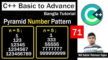 C ++ Basic to Advance Bangla Lecture 71 | Upper Pyramid Number Pattern