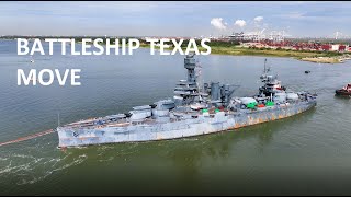 Battleship Texas USS Texas Move   Being Towed to Drydock in Galveston Texas Drone Video