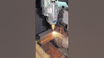 CNC Laser Cutting Machine Process on Construction i-Beam #shorts #short #youtubeshorts #shortsfeed