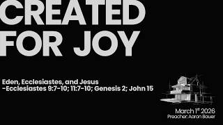 Created for Joy – Eden, Ecclesiastes, and Jesus