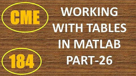 CME | Lecture-184 | Working with Tables in MATLAB Part-26