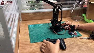 Remote control 4dof metal robot arm by arduino and ps2