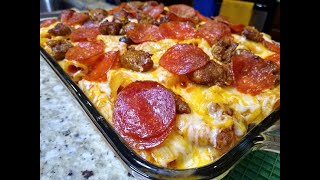 PEPPERONI \& SAUSAGE PIZZA | CASSEROLE FOR A TRUE PIZZA LOVERS OBSESSION!