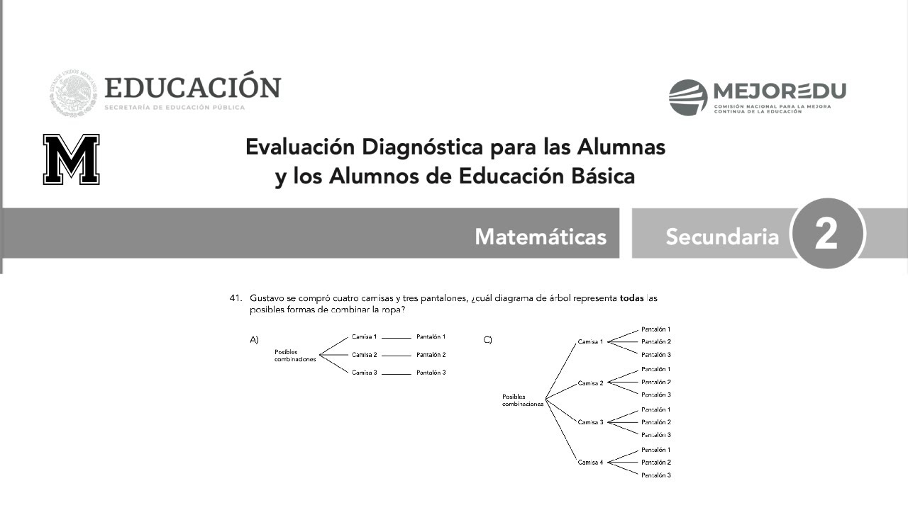 Examen diagnóstico segundo secundaria| 41. Gustavo se compró cuatro
