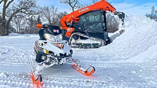 Snowmobiling & Pushing Snow after Blizzard!