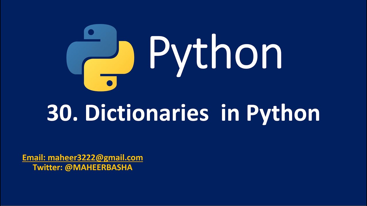 30. Dictionaries in Python - YouTube