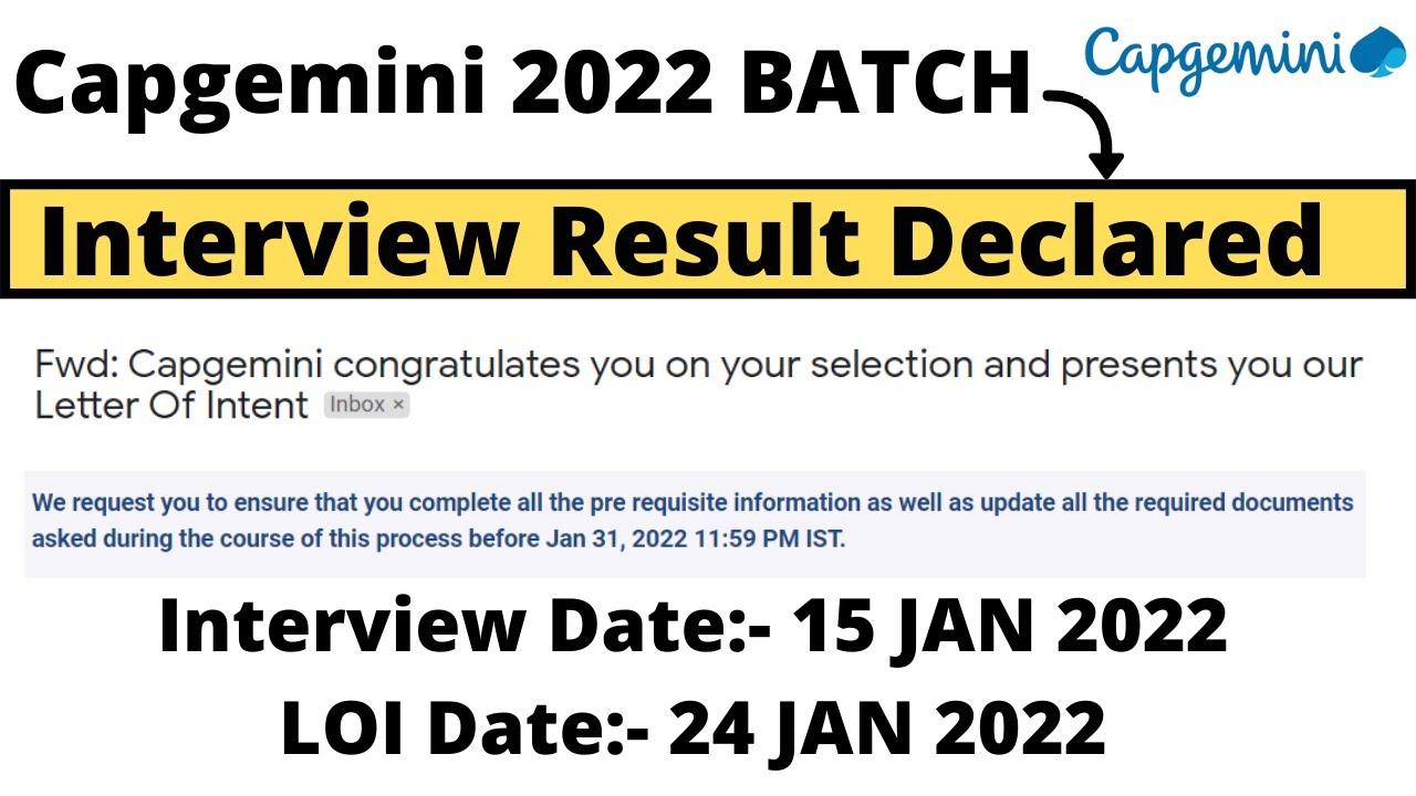 Capgemini 2022 BATCH Interview Results Declared | GOT LOI | Capgemini ...