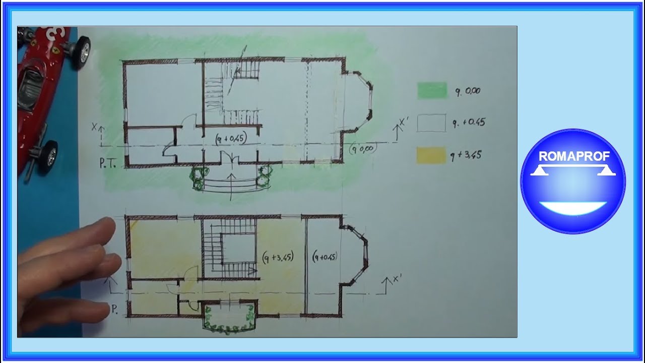 Sezione (a mano) di una villetta (65) youtube Come disegnare una piantina di casa