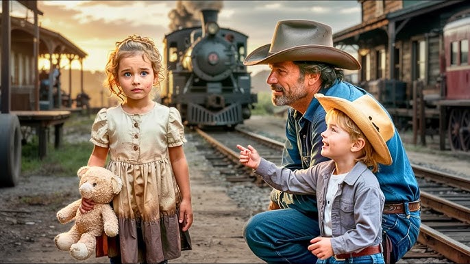 Little Girl Got Off at Wrong Station—But Cowboy's Son Said "Papa, I Finally  Got a Sister"