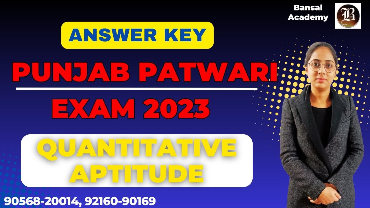 Punjab Patwari 2023 Exam Answer Key Quantitative Aptitude Bansal Academy YouTube