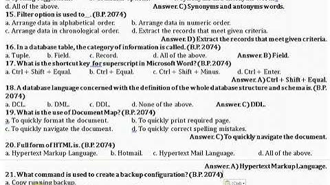 PSC, B.P Computer Operator Timber #2074 #Quiz #computeroperator #asstcomputeroperator #mcq