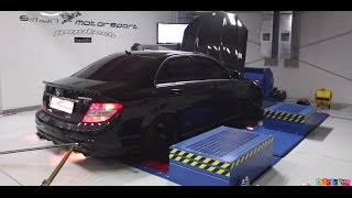 Mercedes C63 AMG throwing flames on the Dyno. Tuned to 580HP by Simon Motorsport Dubai