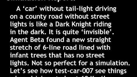 intelligent car collision prevention system driving in the dark simulation