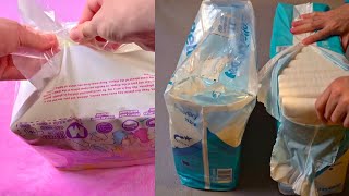 This trick will make opening your diaper packs easier and faster!