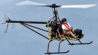 : Hungaro Copter HC-01 HA-XCD single seat ultralight personal helicopter demonstration flight