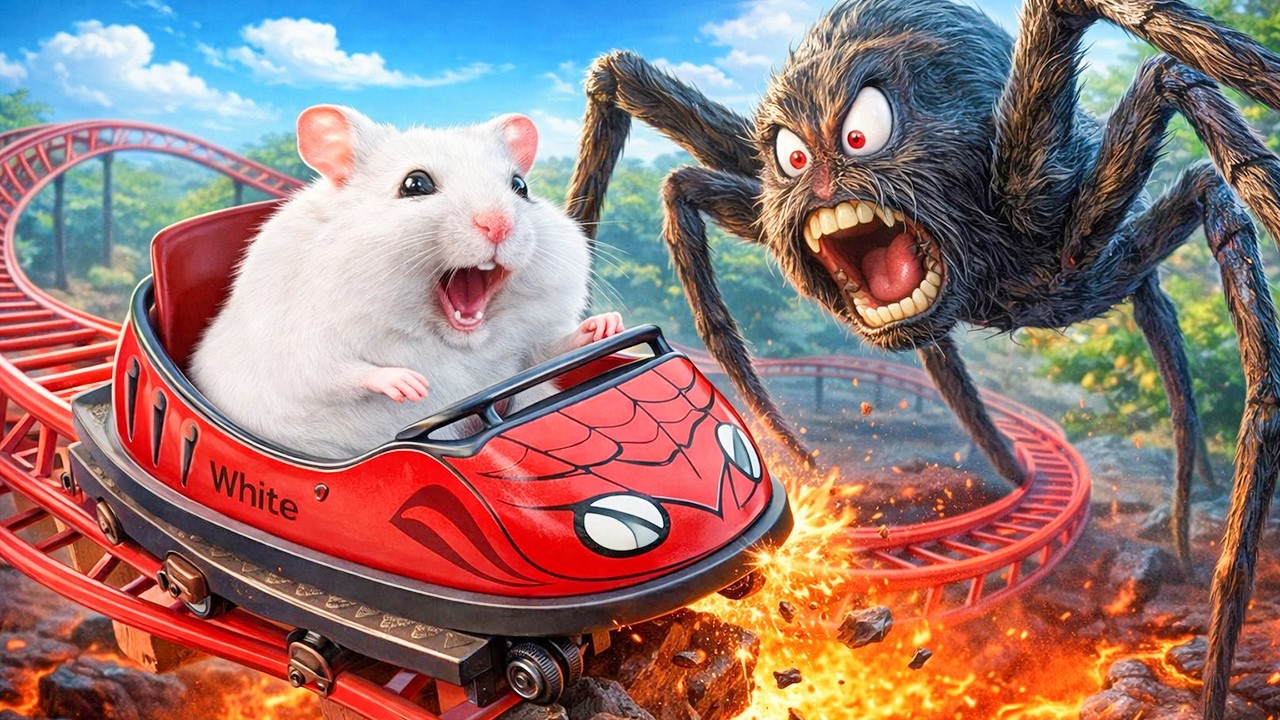Spider Samstr Hamster Escapes Poisonous Spider in Roller Coaster Maze | Hamster Maze ...
