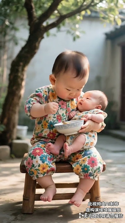 Grow up and play together. Super cute baby. Record every day of the baby's growth. It makes the