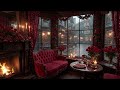 Valentine's in Diagon Alley 🌹Harry Potter Rainy Night Ambience & Cozy Fireplace (No Music)