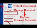 Ms Word 2016 Bangla Tutorial Part-5 || Protect Document, Manage Document, Recover Unsaved Documents