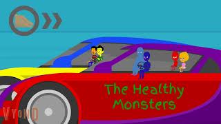The Healthy Monsters Vs. The Good People Vs. The Mischievous Men Team Car Race A Vyond Video