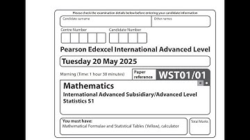 Edexcel IAL S1 May 2025 Statistics Paper WST01: Step-byStep Solutions for   Question 3 🔥 [Unofficial