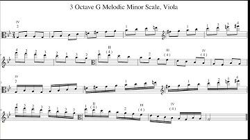 3 Octave G Melodic Minor Scale, Viola