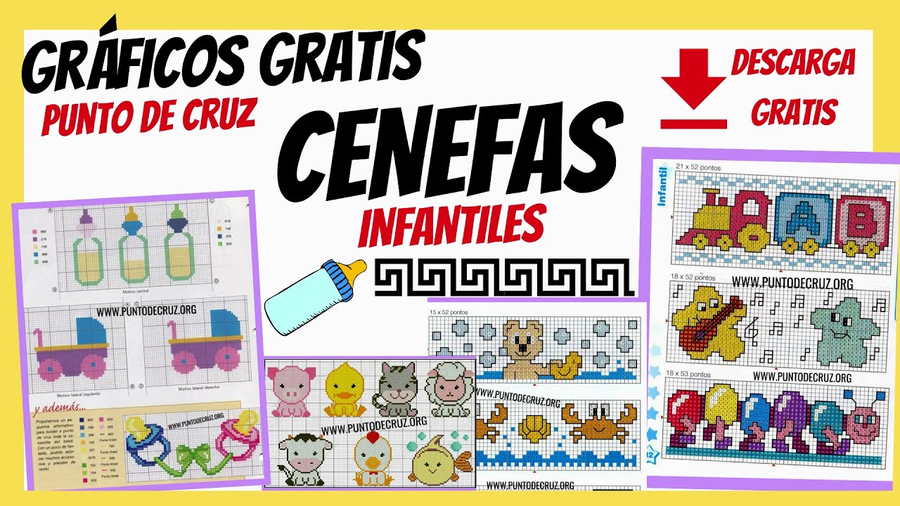 GRÁFICOS GRATIS DE CENEFAS PUNTO DE CRUZ: Sencillas, para bebés, para  toallas, manteles... - YouTube