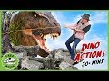 Dinosaur Escape Adventure! Giant T-Rex Chases Park Rangers Who Rescue Baby Dinosaurs with Kids Toys