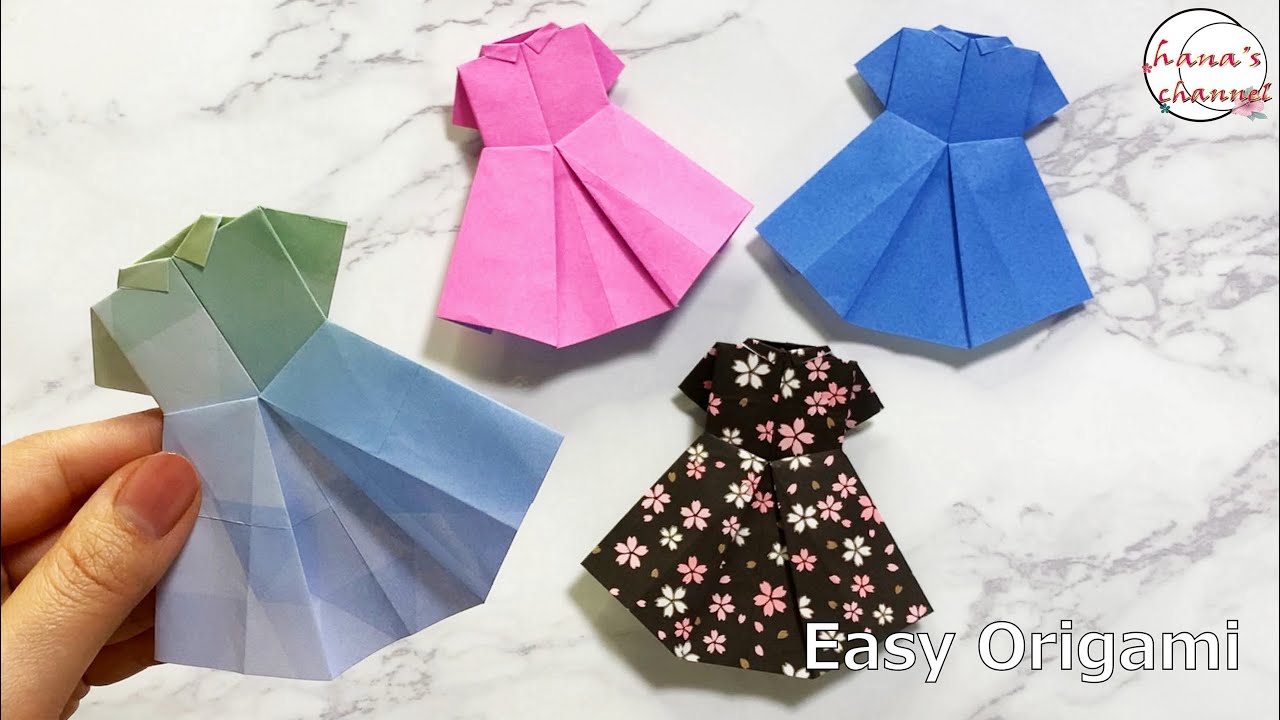 Easy Origami 簡単折り紙 可愛い シャツワンピース How To Make Cute Shirt Dress 간단한 색종이접기 이쁜 원피스 简单的折纸 可爱的连衣裙 Diy Hana S Channel 折り紙モンスター