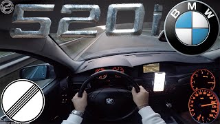 BMW E60 520i 2004 POV TOP SPEED DRIVE on German AUTOBAHN MAX ACCELERATION (NO SPEED LIMIT)