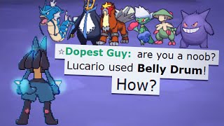 THIS IS WHY YOU USE BELLY DRUM LUCARIO! EPIC POKEMON SHOWDOWN SWEEP!