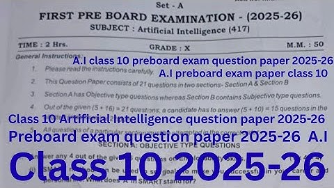 Class 10 Artificial Intelligence (AI)  Pre board question paper 2025-26 | solution | cbse board 
