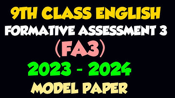 FA3 English Model Question Paper |  9th Class English | Formative Assessment 3 | 2023 - 2024