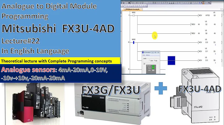 22-Mitsubishi PLC Analog to Digital Module FX3U-4AD programming in English| 4mA to 20mA| 0-10V