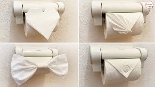 【トイレットペーパー 簡単折り紙】ハート　葉っぱ　三角折り　リボンの作り方【Toilet paper Easy Origami】How to make heart　卫生纸 화장지　折纸　爱心 　情人节