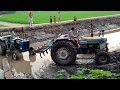 Tractor Pulling through canal mud in Punjab