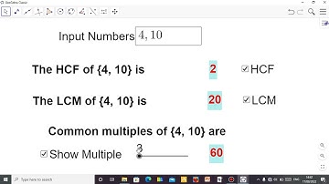 LCM and HCF Applet using geogebra software