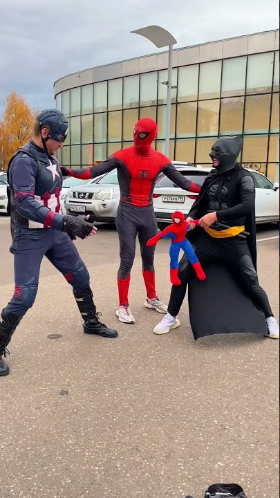 Batman and Captain America scared Spider-Man very funny😂#shorts