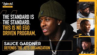 Sauce Gardner responds to negative talk about NY Jets, Aaron Rodgers, \& Free Agency | The Pivot