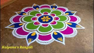 Tamil Puthandu Special Kalpana's Rangoli flowers padi Kollam Easy Rangoli Pandaga Muggulu