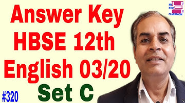 Solved HBSE English class 12 set C Question Paper march 2020 answer Key by Vijay kumar