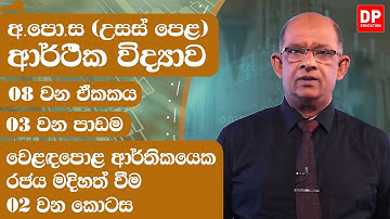 08 වන ඒකකය | 03 වන පාඩම  - වෙළඳපොළ ආර්තිකයෙක රජය මදිහත් වීම  -  02 වන කොටස | AL Econ Unit 08